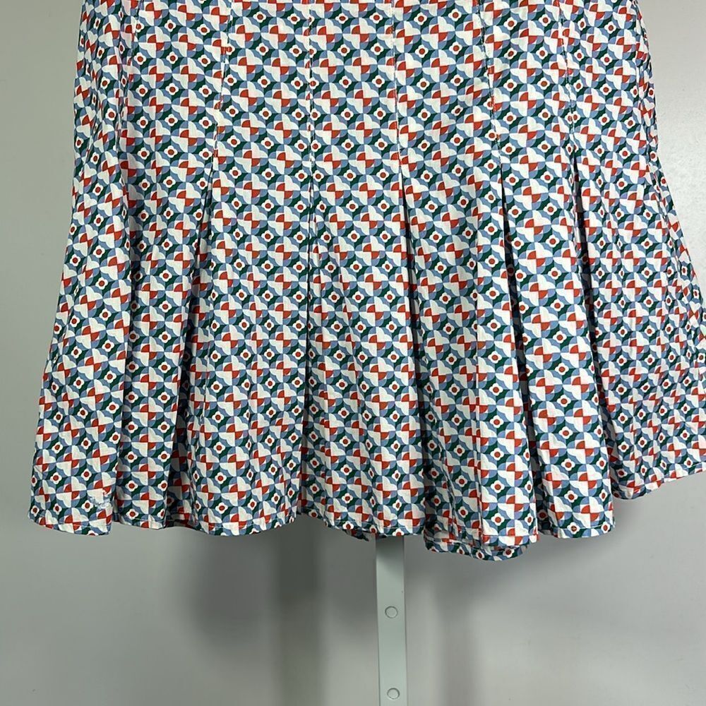 MAEVE ANTHROPOLOGIE Women's Cotton Motif Pleated Mini Skirt Blue Size 6 - Picture 5 of 12